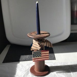 Patriotic Wood Spool Candle Holder